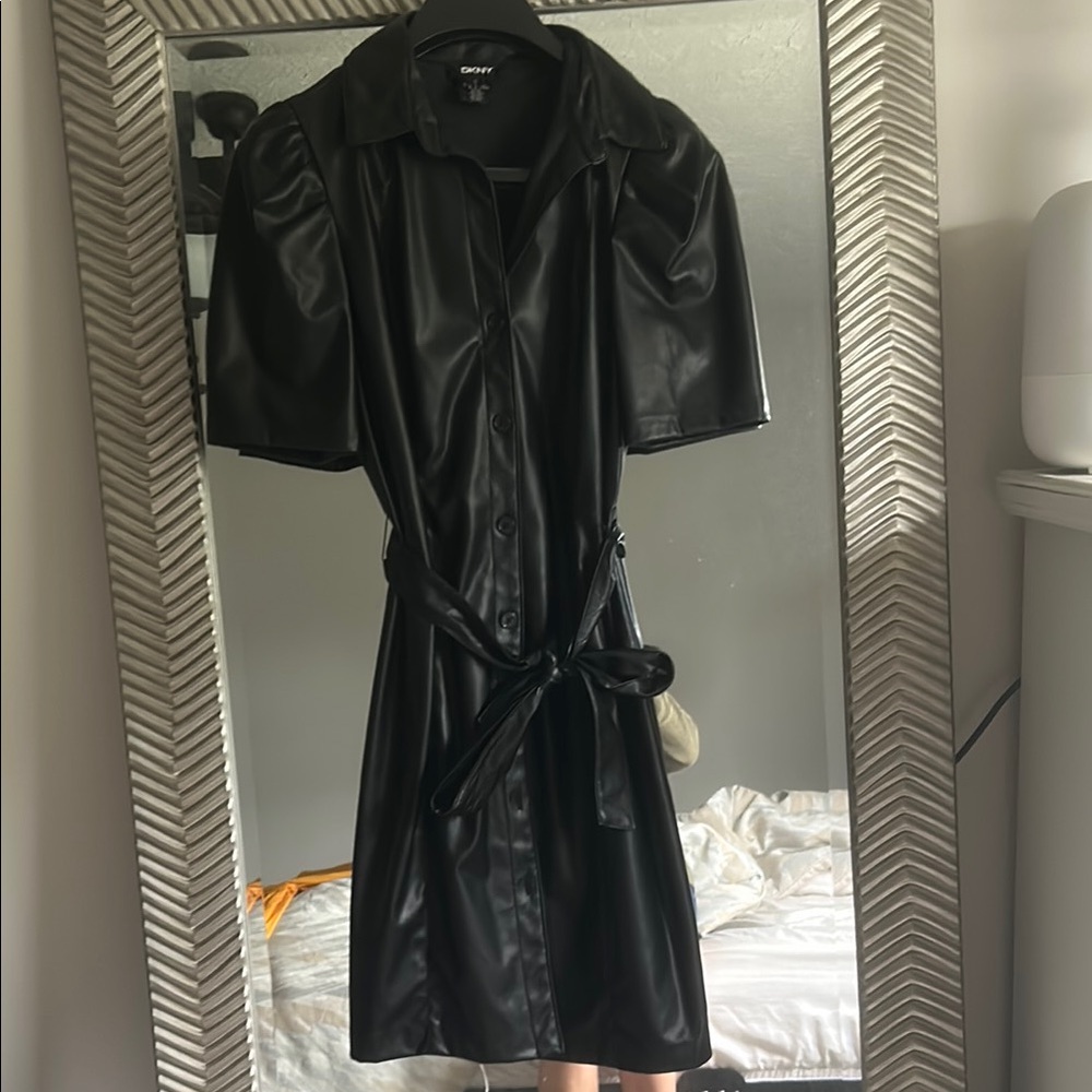 DKNY Black Dress with Puff Sleeves